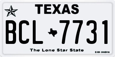 TX license plate BCL7731