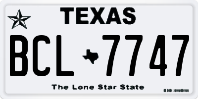 TX license plate BCL7747