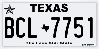 TX license plate BCL7751