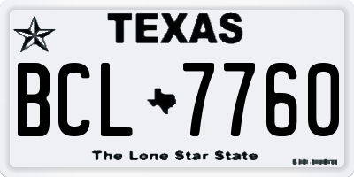 TX license plate BCL7760
