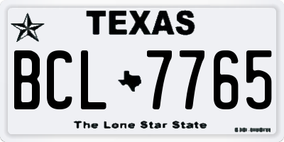 TX license plate BCL7765