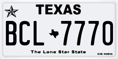 TX license plate BCL7770