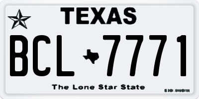 TX license plate BCL7771