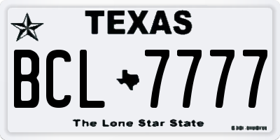 TX license plate BCL7777