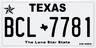 TX license plate BCL7781
