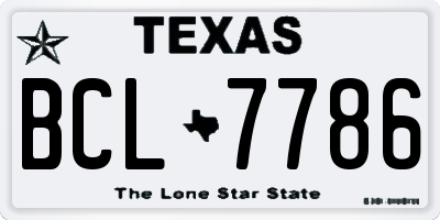 TX license plate BCL7786