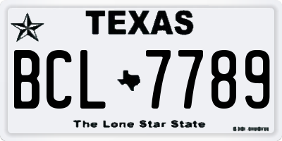 TX license plate BCL7789