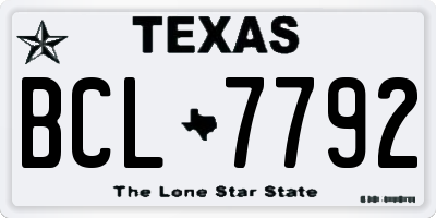 TX license plate BCL7792