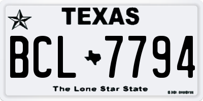 TX license plate BCL7794