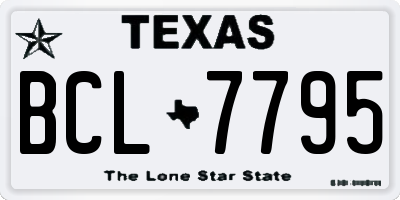 TX license plate BCL7795