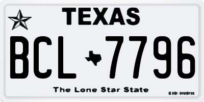 TX license plate BCL7796