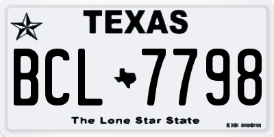 TX license plate BCL7798