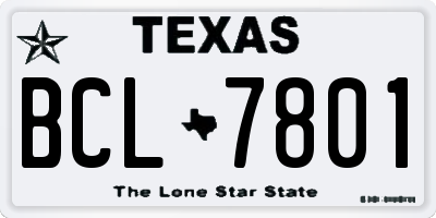 TX license plate BCL7801