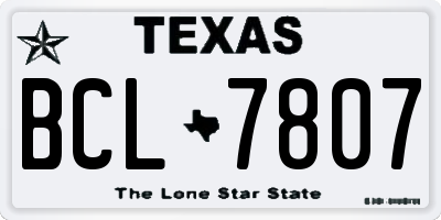 TX license plate BCL7807