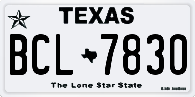 TX license plate BCL7830