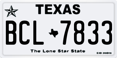 TX license plate BCL7833