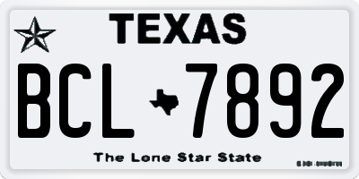 TX license plate BCL7892