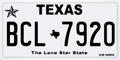 TX license plate BCL7920