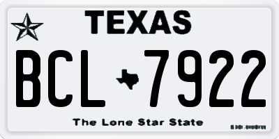 TX license plate BCL7922