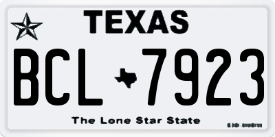 TX license plate BCL7923