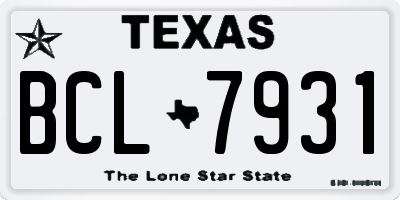 TX license plate BCL7931