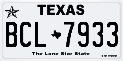 TX license plate BCL7933