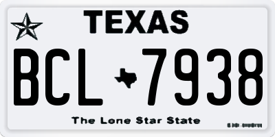 TX license plate BCL7938