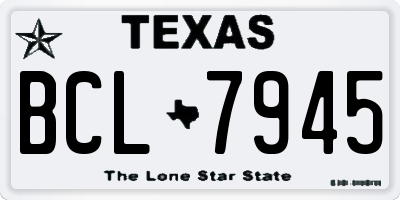 TX license plate BCL7945