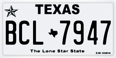 TX license plate BCL7947