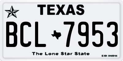 TX license plate BCL7953