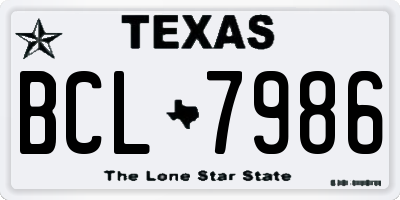 TX license plate BCL7986