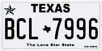 TX license plate BCL7996