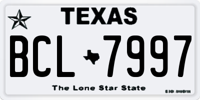 TX license plate BCL7997