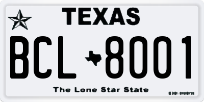 TX license plate BCL8001