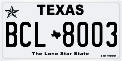 TX license plate BCL8003