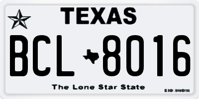 TX license plate BCL8016