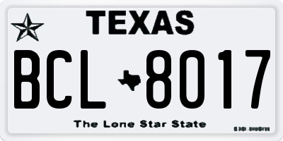 TX license plate BCL8017