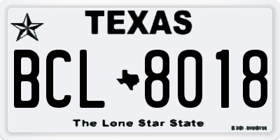 TX license plate BCL8018