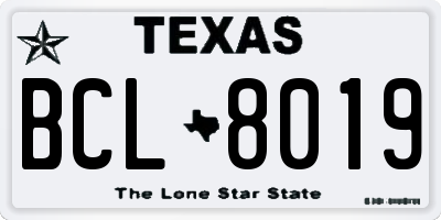 TX license plate BCL8019