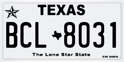 TX license plate BCL8031