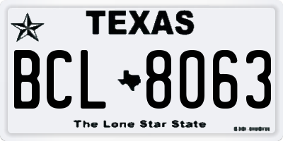 TX license plate BCL8063