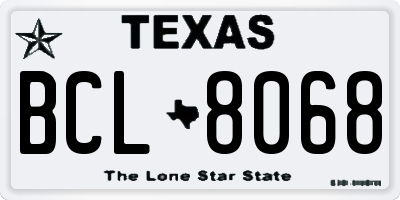 TX license plate BCL8068