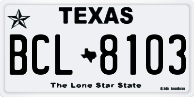 TX license plate BCL8103