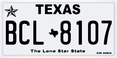 TX license plate BCL8107
