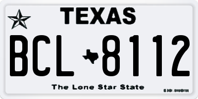 TX license plate BCL8112