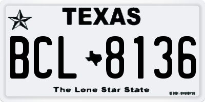 TX license plate BCL8136