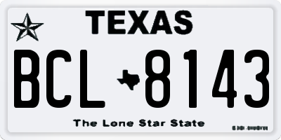 TX license plate BCL8143