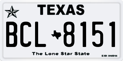 TX license plate BCL8151