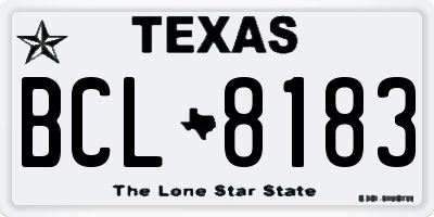 TX license plate BCL8183