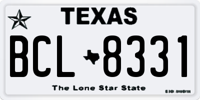 TX license plate BCL8331